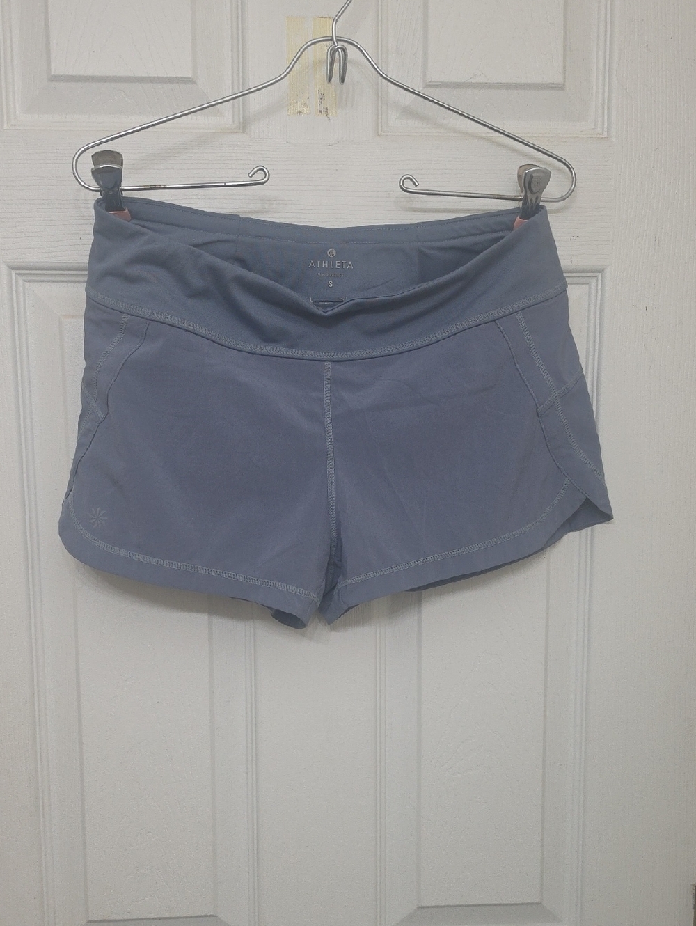 Athleta Slate Blue Athletic Shorts with Wide Waistband